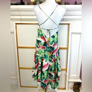 ASOS NWT Tropical Leaf Print Backless Dress , tie dip back